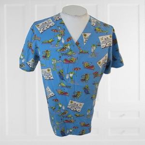 Trend Medical Scrub sz M funny frog vacation beach